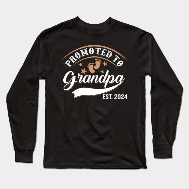 Promoted To Grandpa Est 2024 Fathers Day New Grandpa Long Sleeve T-Shirt by Jenna Lyannion